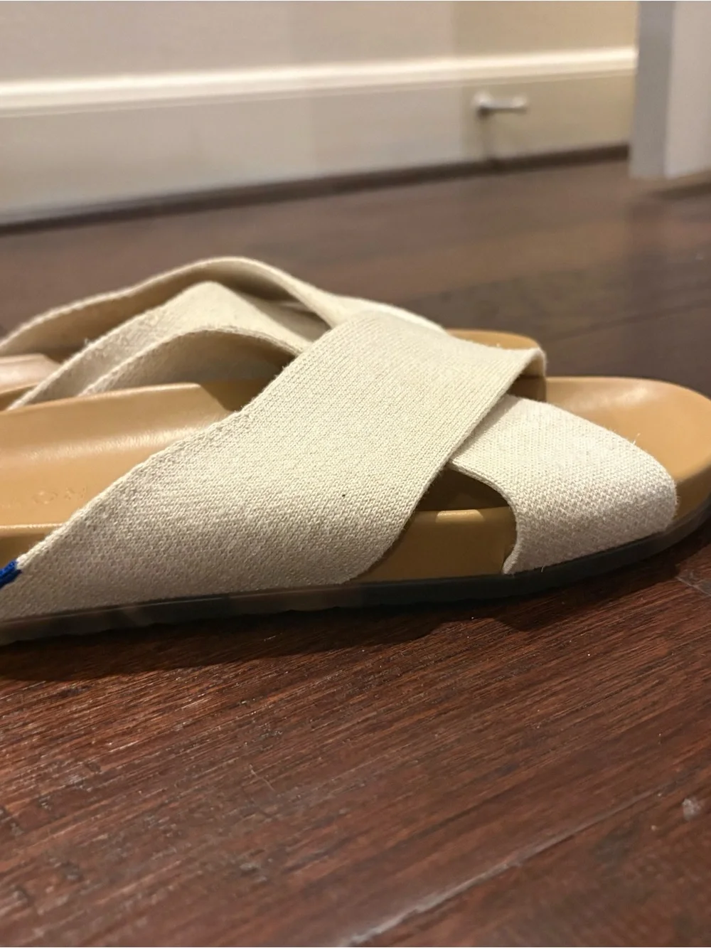 Rothy's The Weekend Slide — Cream Crossband Slide Sandals
